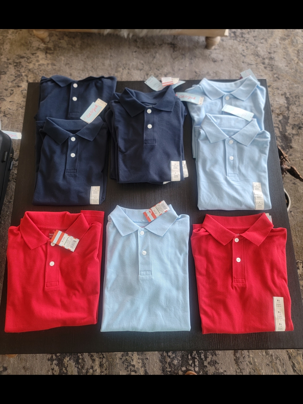 Cat & Jack Boys' Uniform Schools L(10/12) & XL(14) Light Blue & Navy. 3 x $15